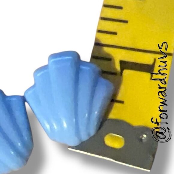 Bundle Sale 3 for $15 | Light Blue Ridged Fan Stud Earrings - Picture 7 of 8